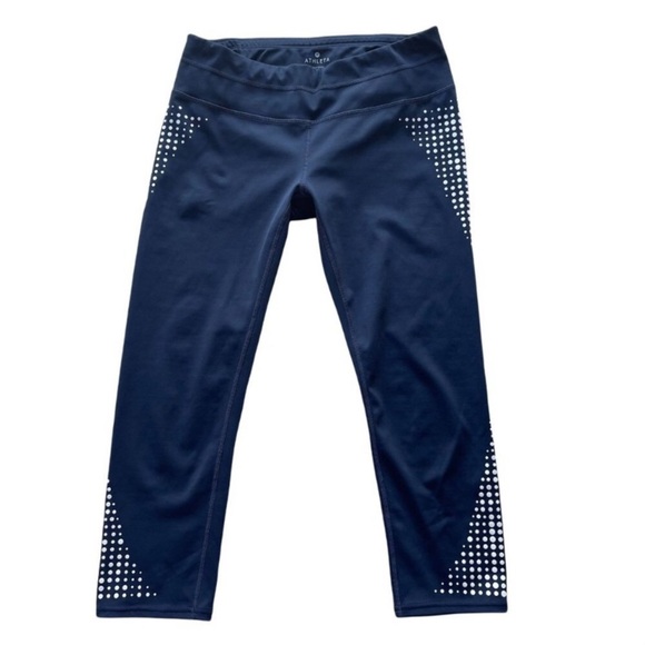 Athleta Leggings Gel Dot Sonar Athletic Capris Navy Blue eh. - Picture 12 of 15